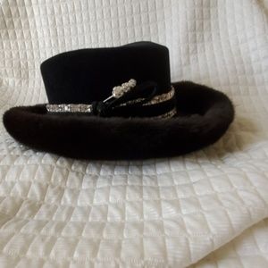 Couture fashion hat... Mink & Swarovski crystals.